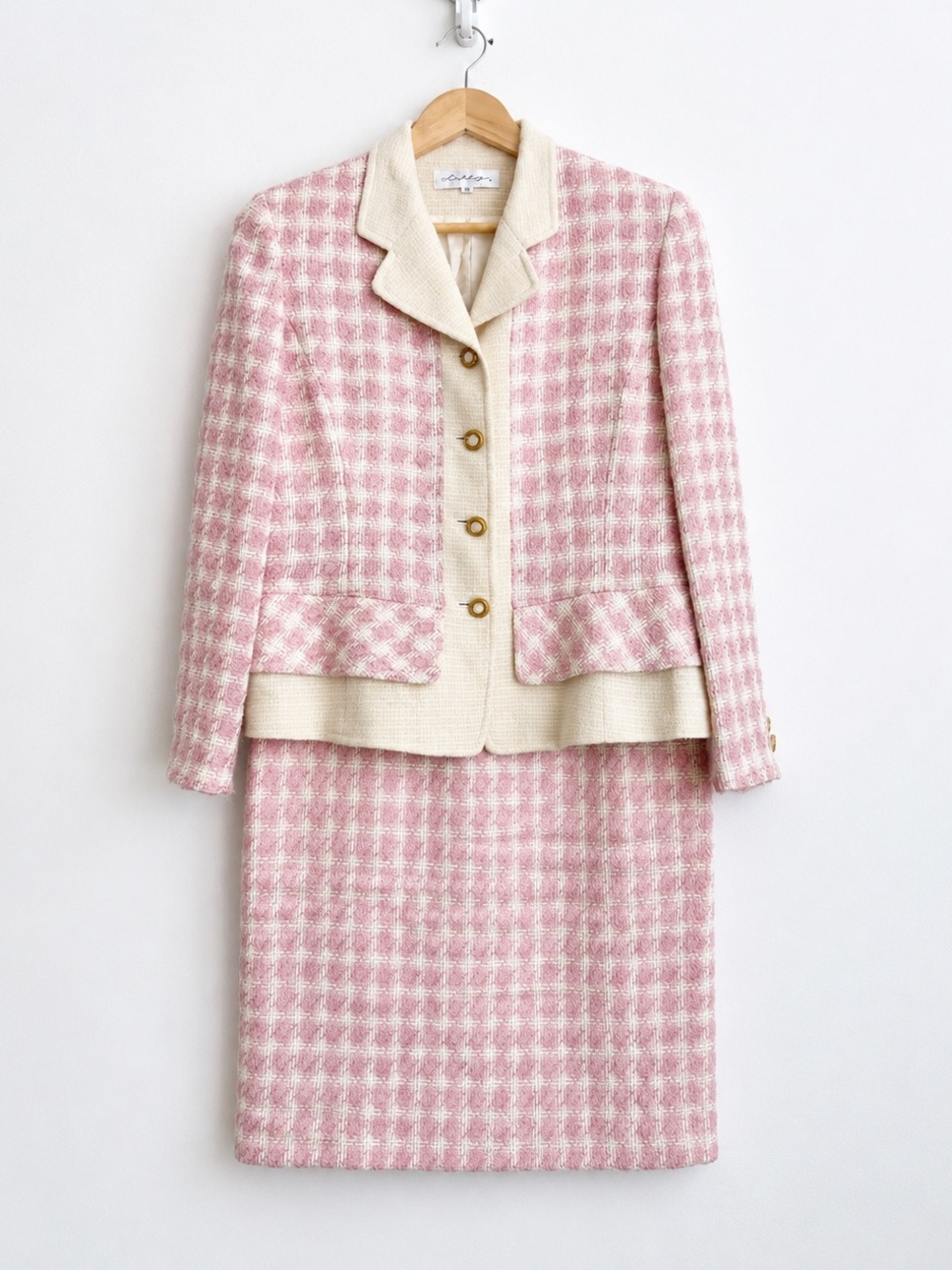 Vintage Lilly Wool Bouclé Skirt Suit - Jackie O Coquette Old Money - Size M